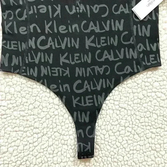 NWT Calvin Klein Perf Black Signature Zip Cotton Thong Snap Bodysuit Size M - Picture 5 of 13